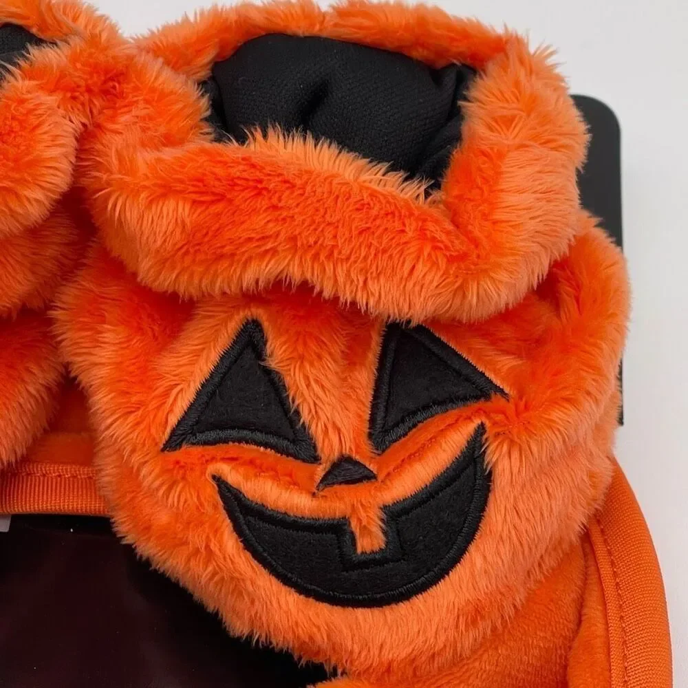 NWT Halloween Pumpkin Baby Bib‎ & Booties Set Orange Black Jack-o-Lantern Gift